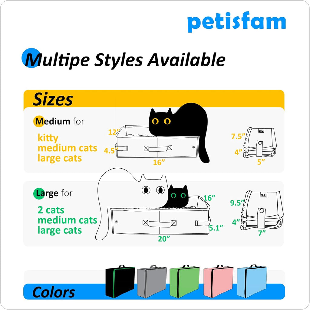 Portable Cat Travel Litter Box with Zipped Lid for Easy Containment and Convenience in Cars, Hotels, and Airplanes