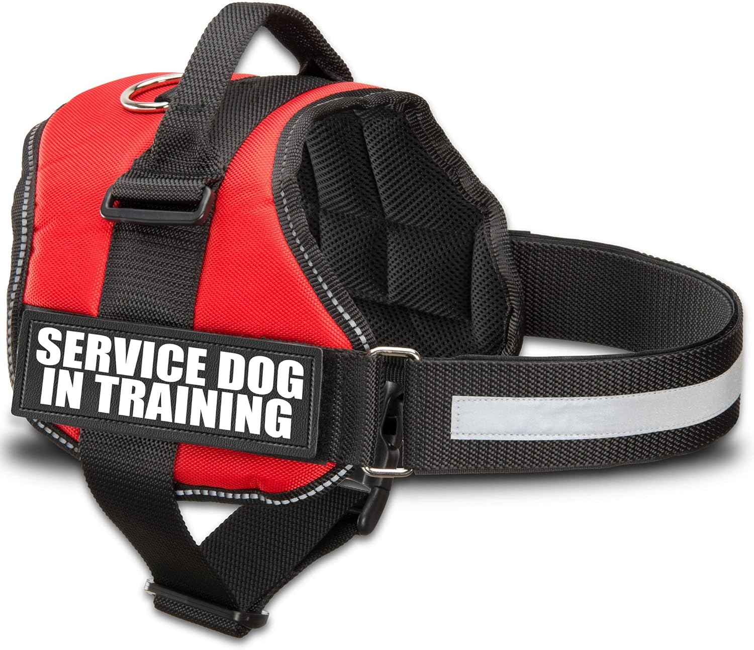 Service Dog in Training Vest Harness - Durable & Adjustable Dog Vest with Reflective Straps, Removable Patches, Handle & D-Ring, Travel and Daily Use, Small 19.5"-25", Bright Red