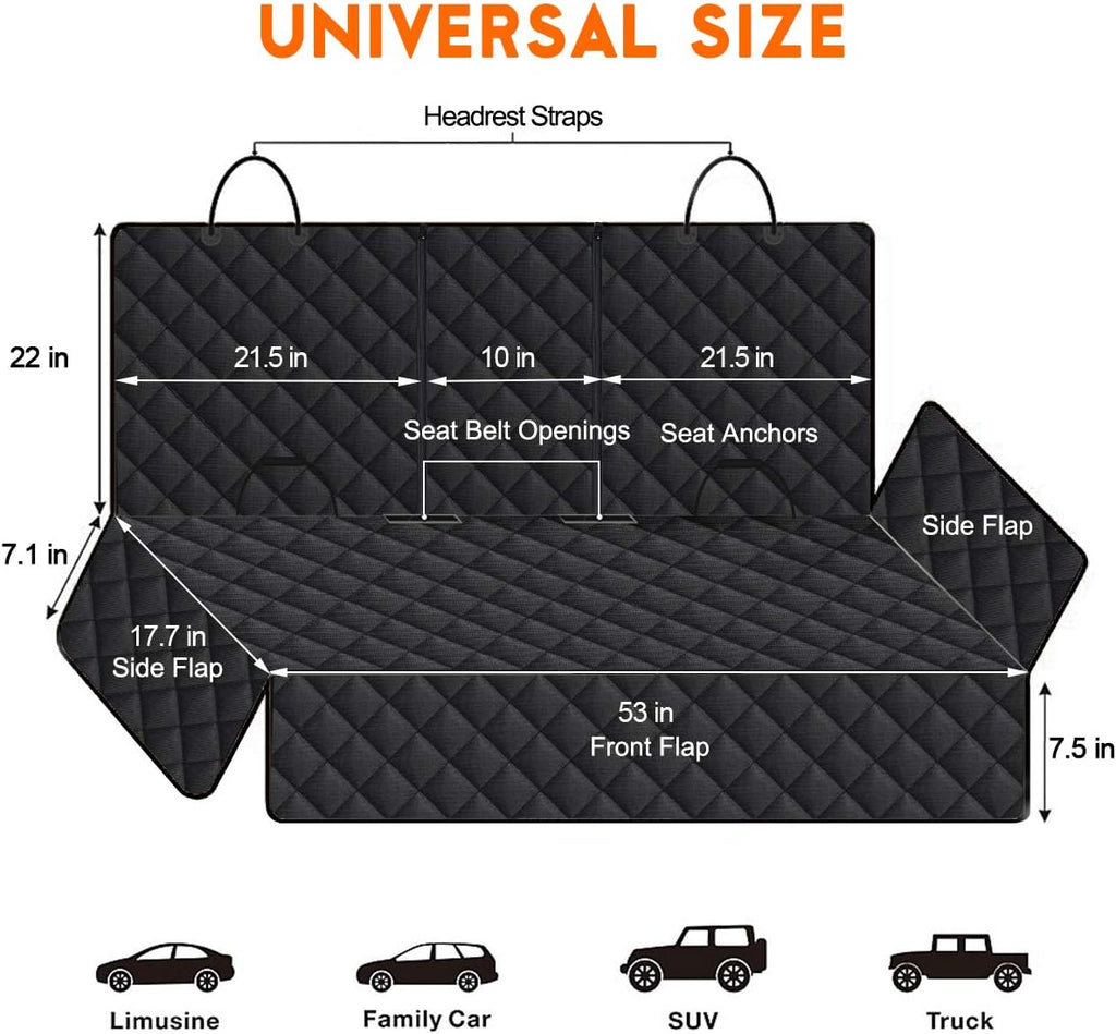 Waterproof Dog Car Seat Cover – Non-Slip Back Seat Protector for Cars, Trucks & SUVs