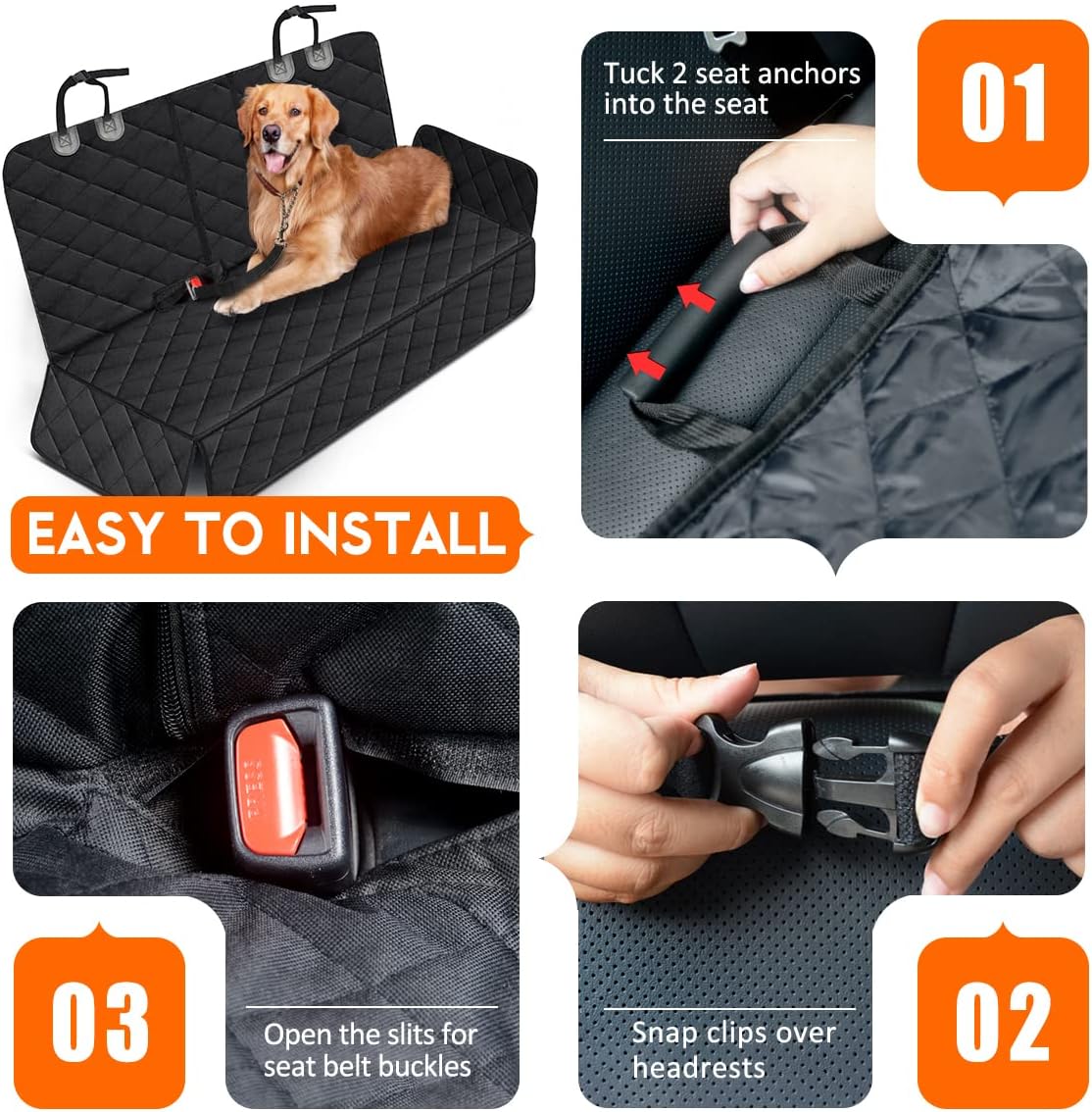 Waterproof Dog Car Seat Cover – Non-Slip Back Seat Protector for Cars, Trucks & SUVs
