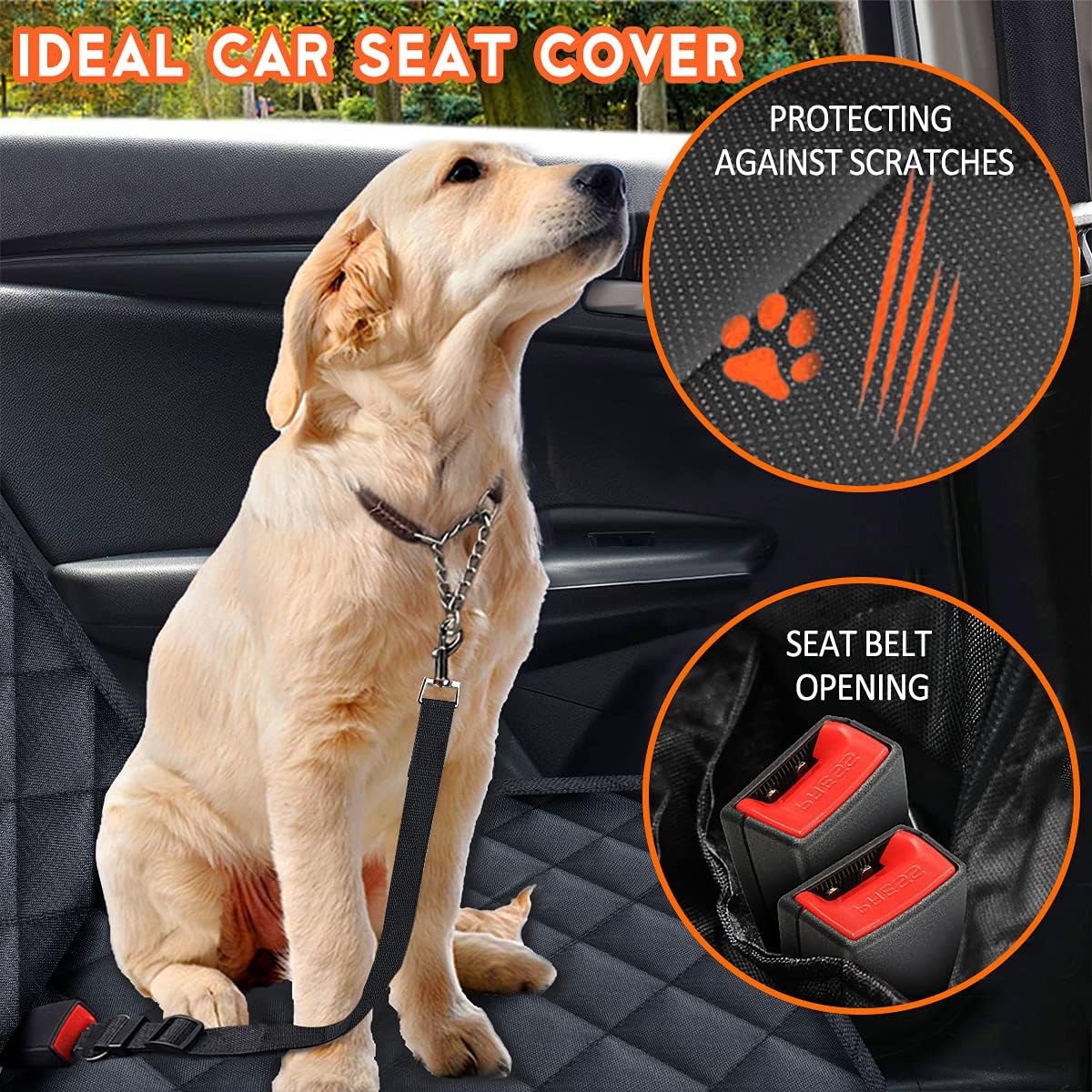 Waterproof Dog Car Seat Cover – Non-Slip Back Seat Protector for Cars, Trucks & SUVs