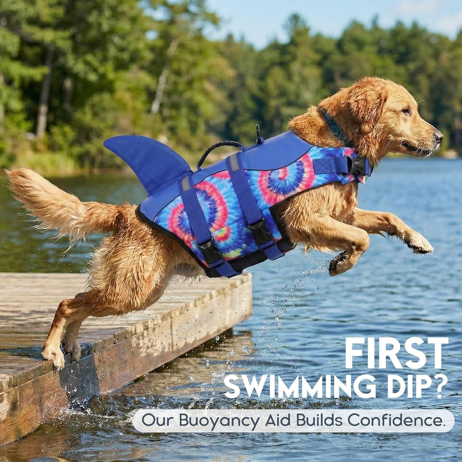 Dog Life Jacket - Pet Safety Vest for Swimming & Boating, Shark Life Jacket with Floatation, Dog Lifesavers Swimsuits for Small Medium Large Dogs (Blue Bandhnu, XS)